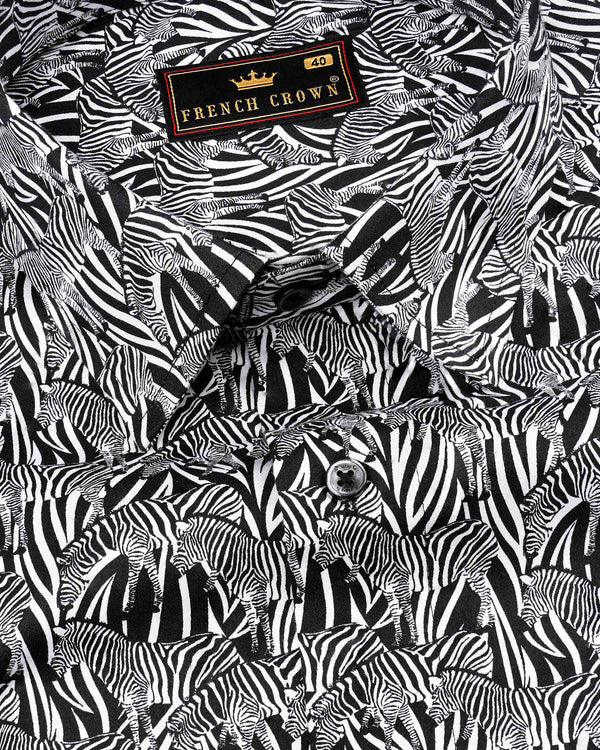 Black and White Zebra Printed Super Soft Premium Cotton Shirt