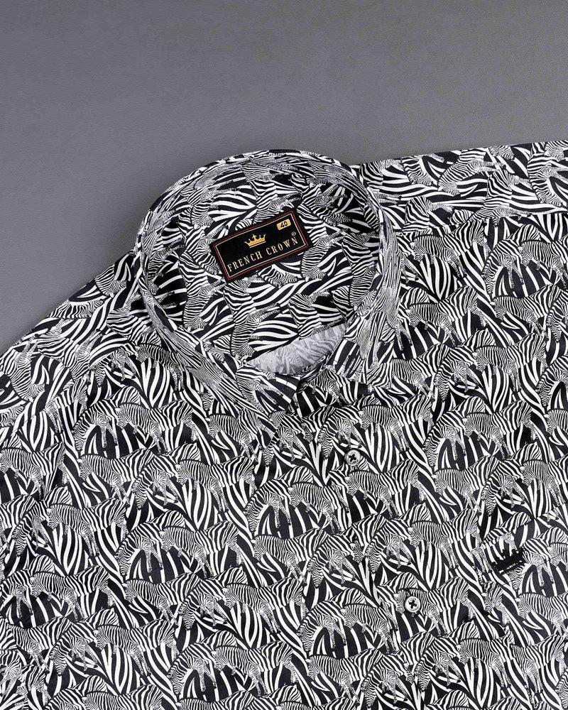 Black and White Zebra Printed Super Soft Premium Cotton Shirt