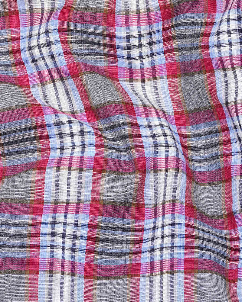 Perano Blue with Hibiscus Red Plaid Premium Cotton Shirt 7682-38,7682-38,7682-39,7682-39,7682-40,7682-40,7682-42,7682-42,7682-44,7682-44,7682-46,7682-46,7682-48,7682-48,7682-50,7682-50,7682-52,7682-52