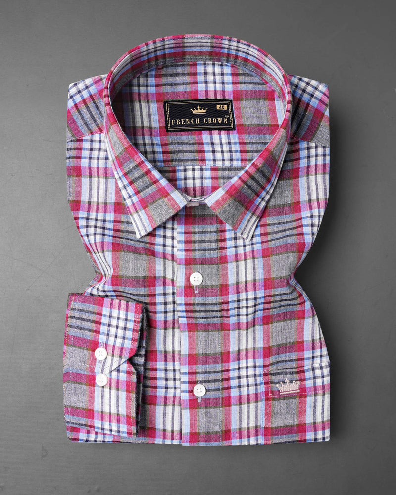 Perano Blue with Hibiscus Red Plaid Premium Cotton Shirt 7682-38,7682-38,7682-39,7682-39,7682-40,7682-40,7682-42,7682-42,7682-44,7682-44,7682-46,7682-46,7682-48,7682-48,7682-50,7682-50,7682-52,7682-52.