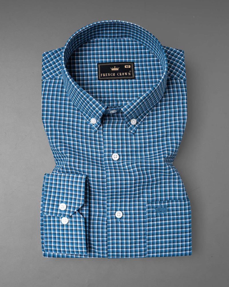 Jelly Bean Blue With Bright White Checkered Twill Premium Cotton Shirt 7704-BD-38,7704-BD-38,7704-BD-39,7704-BD-39,7704-BD-40,7704-BD-40,7704-BD-42,7704-BD-42,7704-BD-44,7704-BD-44,7704-BD-46,7704-BD-46,7704-BD-48,7704-BD-48,7704-BD-50,7704-BD-50,7704-BD-52,7704-BD-52