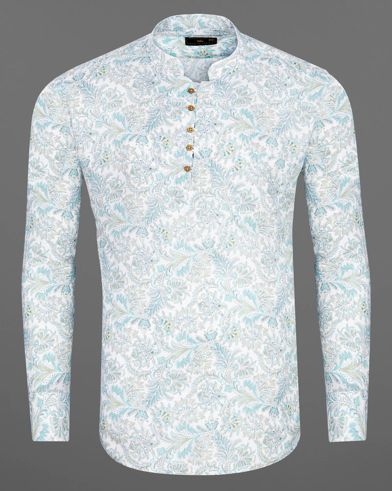 Bright White Block Printed Flora Premium Tencel Kurta Shirt 7724-KS-38,7724-KS-38,7724-KS-39,7724-KS-39,7724-KS-40,7724-KS-40,7724-KS-42,7724-KS-42,7724-KS-44,7724-KS-44,7724-KS-46,7724-KS-46,7724-KS-48,7724-KS-48,7724-KS-50,7724-KS-50,7724-KS-52,7724-KS-52