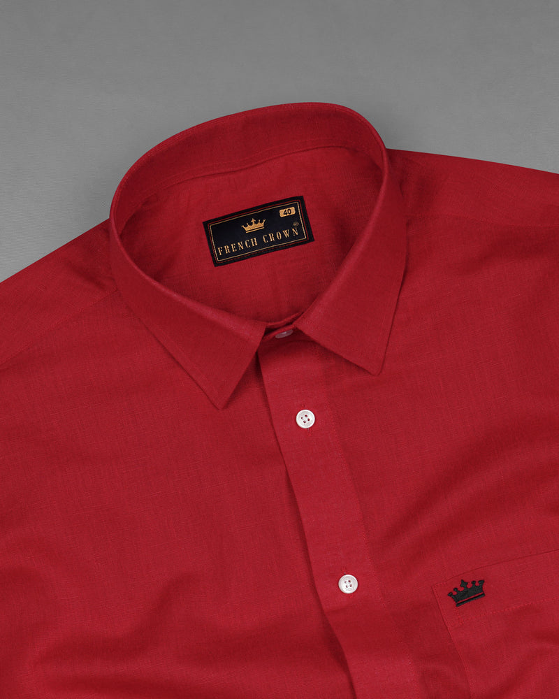 Vivid Auburn Red Luxurious Linen Shirt 7732-38,7732-38,7732-39,7732-39,7732-40,7732-40,7732-42,7732-42,7732-44,7732-44,7732-46,7732-46,7732-48,7732-48,7732-50,7732-50,7732-52,7732-52