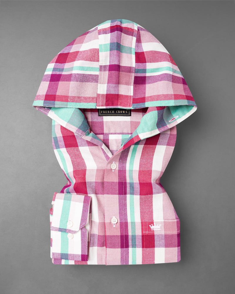 Bright White and Jasper Pink Plaid Twill Premium Cotton Hoodie Shirt 7739-HD-38,7739-HD-38,7739-HD-39,7739-HD-39,7739-HD-40,7739-HD-40,7739-HD-42,7739-HD-42,7739-HD-44,7739-HD-44,7739-HD-46,7739-HD-46,7739-HD-48,7739-HD-48,7739-HD-50,7739-HD-50,7739-HD-52,7739-HD-52	