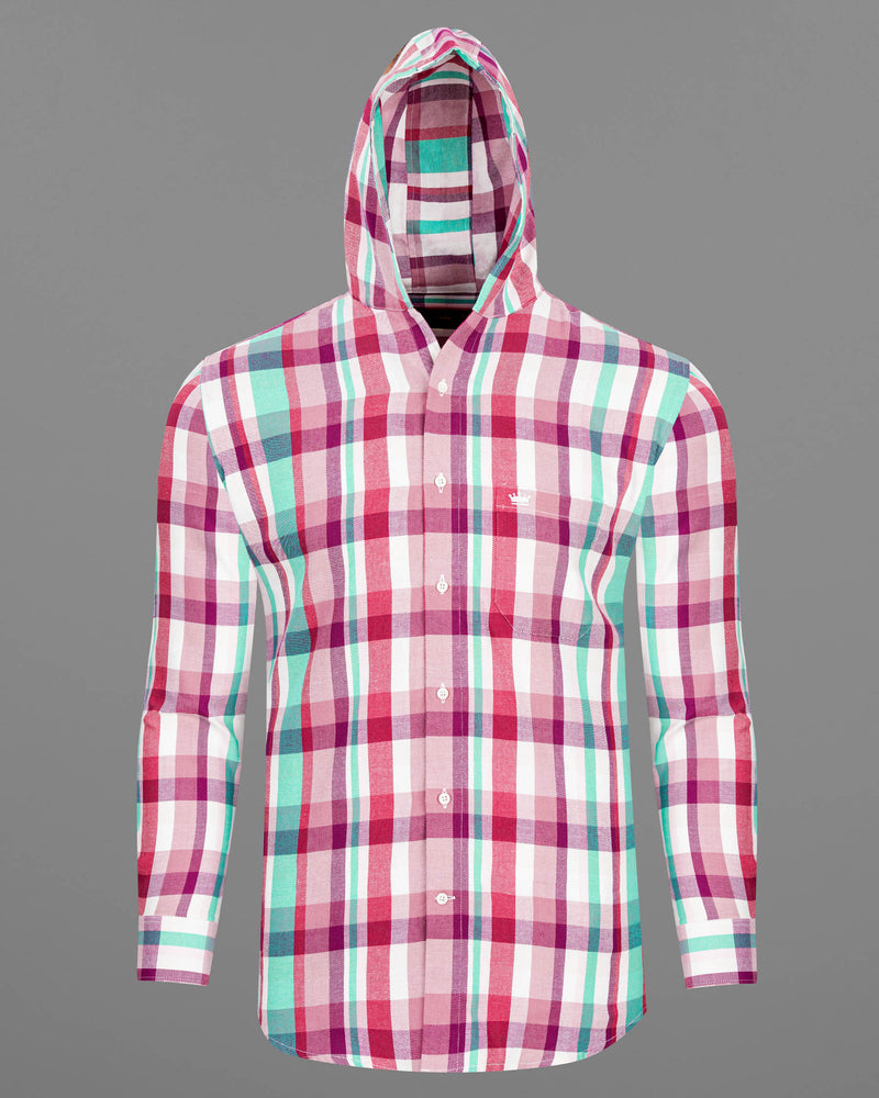 Bright White and Jasper Pink Plaid Twill Premium Cotton Hoodie Shirt 7739-HD-38,7739-HD-38,7739-HD-39,7739-HD-39,7739-HD-40,7739-HD-40,7739-HD-42,7739-HD-42,7739-HD-44,7739-HD-44,7739-HD-46,7739-HD-46,7739-HD-48,7739-HD-48,7739-HD-50,7739-HD-50,7739-HD-52,7739-HD-52	