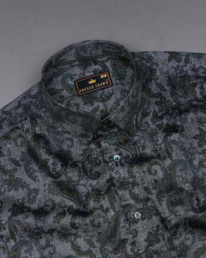 Storm Dust Gray and Mirage Black Paisley Printed Super Soft Premium Cotton Shirt 7757-GR-38,7757-GR-38,7757-GR-39,7757-GR-39,7757-GR-40,7757-GR-40,7757-GR-42,7757-GR-42,7757-GR-44,7757-GR-44,7757-GR-46,7757-GR-46,7757-GR-48,7757-GR-48,7757-GR-50,7757-GR-50,7757-GR-52,7757-GR-52