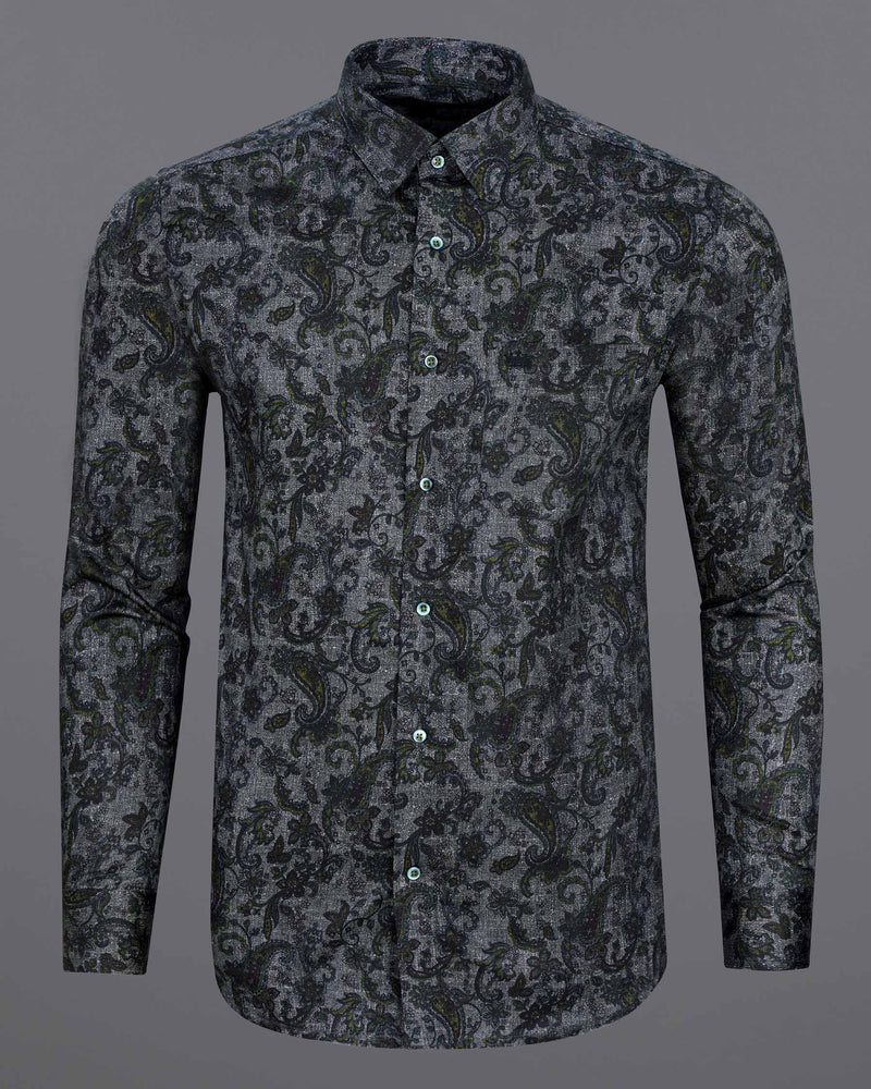 Storm Dust Gray and Mirage Black Paisley Printed Super Soft Premium Cotton Shirt 7757-GR-38,7757-GR-38,7757-GR-39,7757-GR-39,7757-GR-40,7757-GR-40,7757-GR-42,7757-GR-42,7757-GR-44,7757-GR-44,7757-GR-46,7757-GR-46,7757-GR-48,7757-GR-48,7757-GR-50,7757-GR-50,7757-GR-52,7757-GR-52