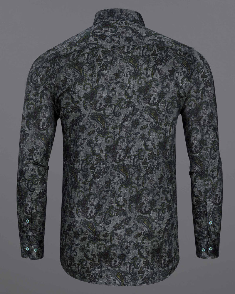 Storm Dust Gray and Mirage Black Paisley Printed Super Soft Premium Cotton Shirt 7757-GR-38,7757-GR-38,7757-GR-39,7757-GR-39,7757-GR-40,7757-GR-40,7757-GR-42,7757-GR-42,7757-GR-44,7757-GR-44,7757-GR-46,7757-GR-46,7757-GR-48,7757-GR-48,7757-GR-50,7757-GR-50,7757-GR-52,7757-GR-52