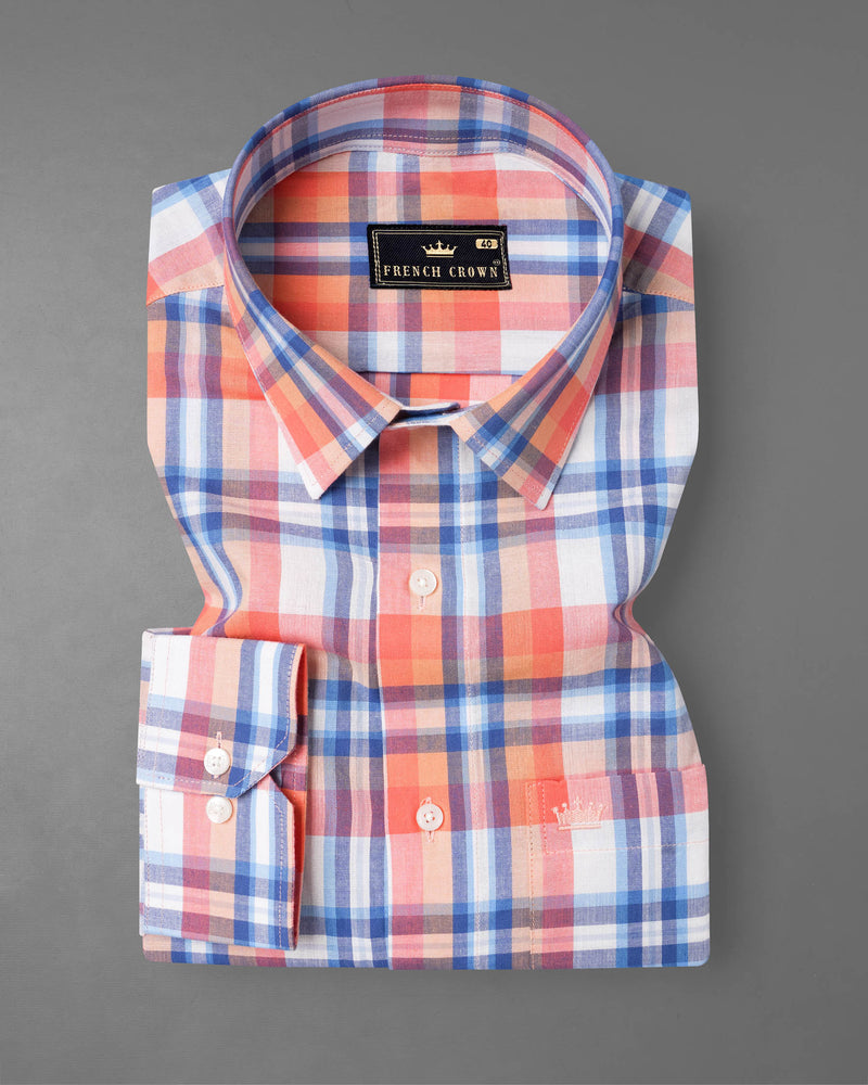 Salmon Orange And White Plaid Premium Cotton Shirt 7793-38,7793-38,7793-39,7793-39,7793-40,7793-40,7793-42,7793-42,7793-44,7793-44,7793-46,7793-46,7793-48,7793-48,7793-50,7793-50,7793-52,7793-52