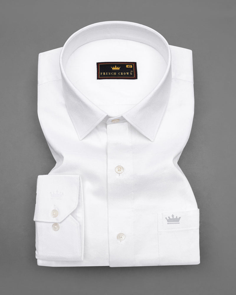 Bright White Dobby Textured Premium Cotton Shirt