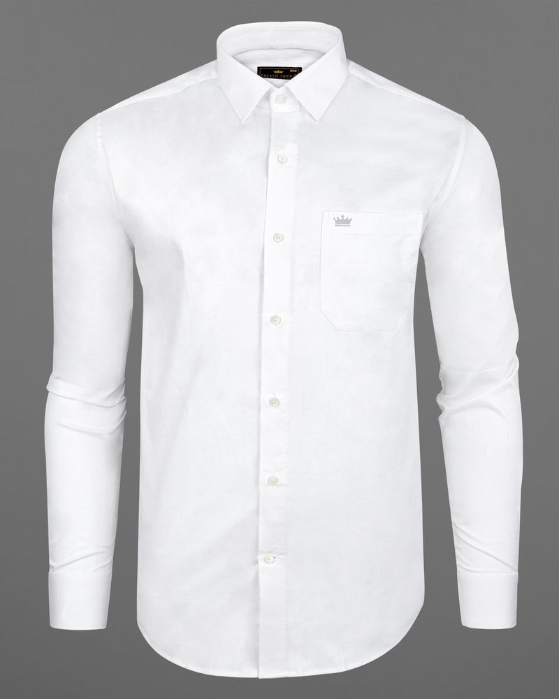 Bright White Dobby Textured Premium Cotton Shirt