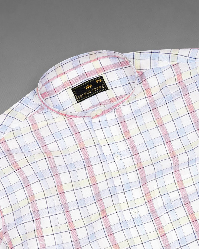 Bright White And Multi Coloured Windowpane Luxurious Linen Shirt 7802-M-38,7802-M-38,7802-M-39,7802-M-39,7802-M-40,7802-M-40,7802-M-42,7802-M-42,7802-M-44,7802-M-44,7802-M-46,7802-M-46,7802-M-48,7802-M-48,7802-M-50,7802-M-50,7802-M-52,7802-M-52