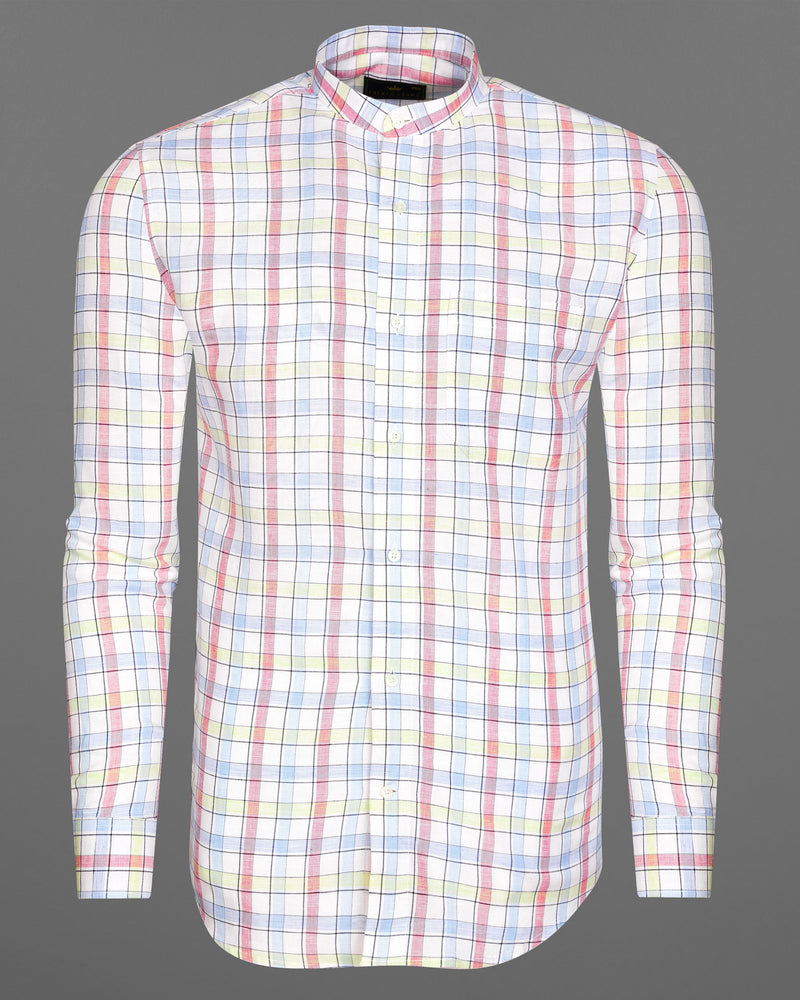 Bright White And Multi Coloured Windowpane Luxurious Linen Shirt 7802-M-38,7802-M-38,7802-M-39,7802-M-39,7802-M-40,7802-M-40,7802-M-42,7802-M-42,7802-M-44,7802-M-44,7802-M-46,7802-M-46,7802-M-48,7802-M-48,7802-M-50,7802-M-50,7802-M-52,7802-M-52