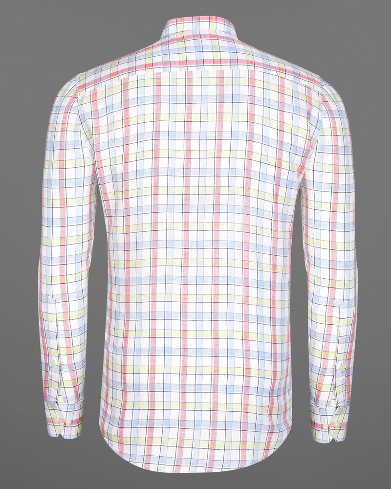 Bright White And Multi Coloured Windowpane Luxurious Linen Shirt 7802-M-38,7802-M-38,7802-M-39,7802-M-39,7802-M-40,7802-M-40,7802-M-42,7802-M-42,7802-M-44,7802-M-44,7802-M-46,7802-M-46,7802-M-48,7802-M-48,7802-M-50,7802-M-50,7802-M-52,7802-M-52