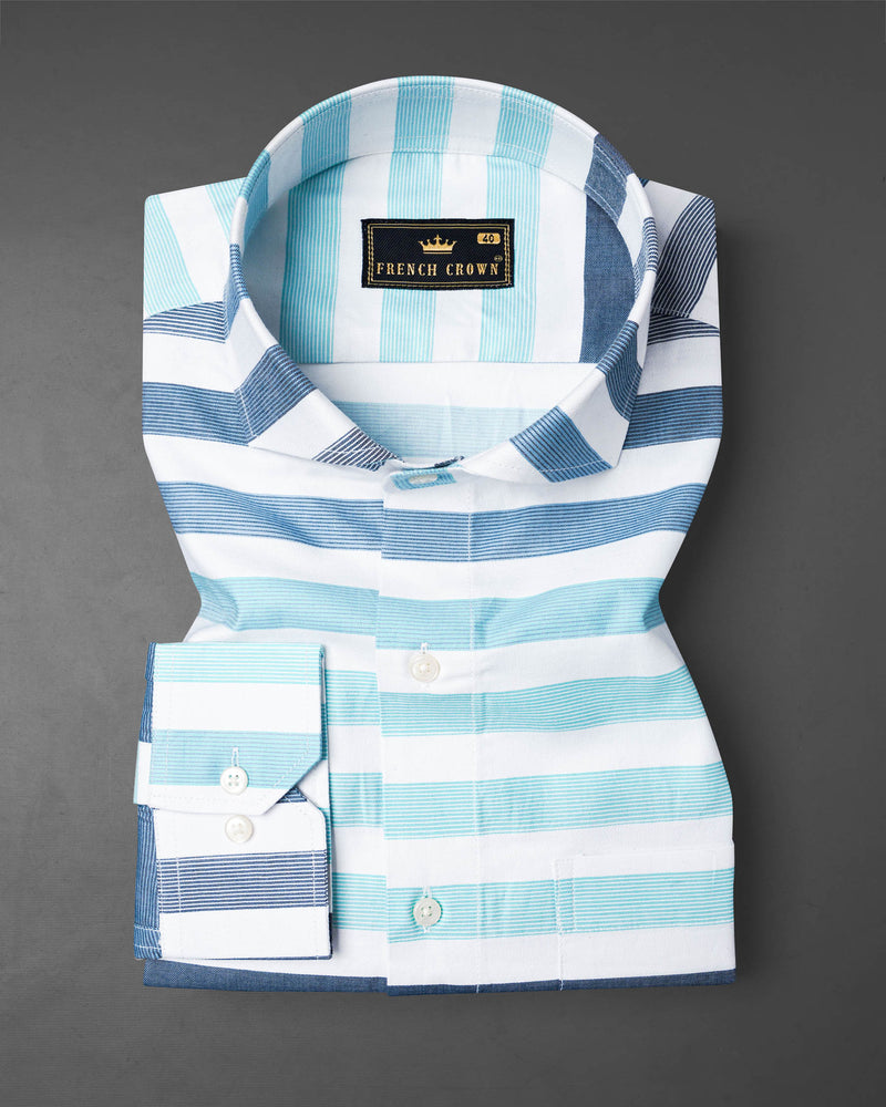 Bright White With Blue Striped Dobby Textured Premium Giza Cotton Shirt 7811-CA-38,7811-CA-38,7811-CA-39,7811-CA-39,7811-CA-40,7811-CA-40,7811-CA-42,7811-CA-42,7811-CA-44,7811-CA-44,7811-CA-46,7811-CA-46,7811-CA-48,7811-CA-48,7811-CA-50,7811-CA-50,7811-CA-52,7811-CA-52