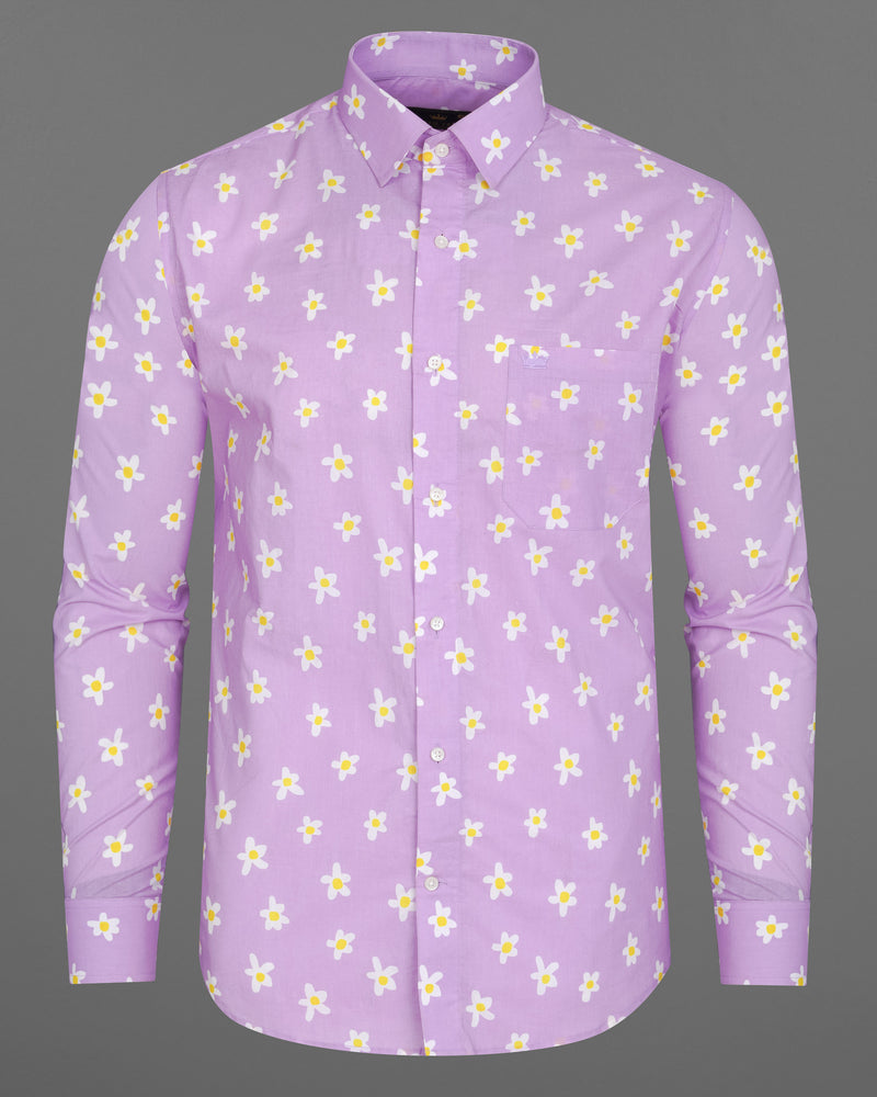 Lilac Lavender with Multi Colored Floral Printed Premium Cotton Shirt 7819-38,7819-38,7819-39,7819-39,7819-40,7819-40,7819-42,7819-42,7819-44,7819-44,7819-46,7819-46,7819-48,7819-48,7819-50,7819-50,7819-52,7819-52