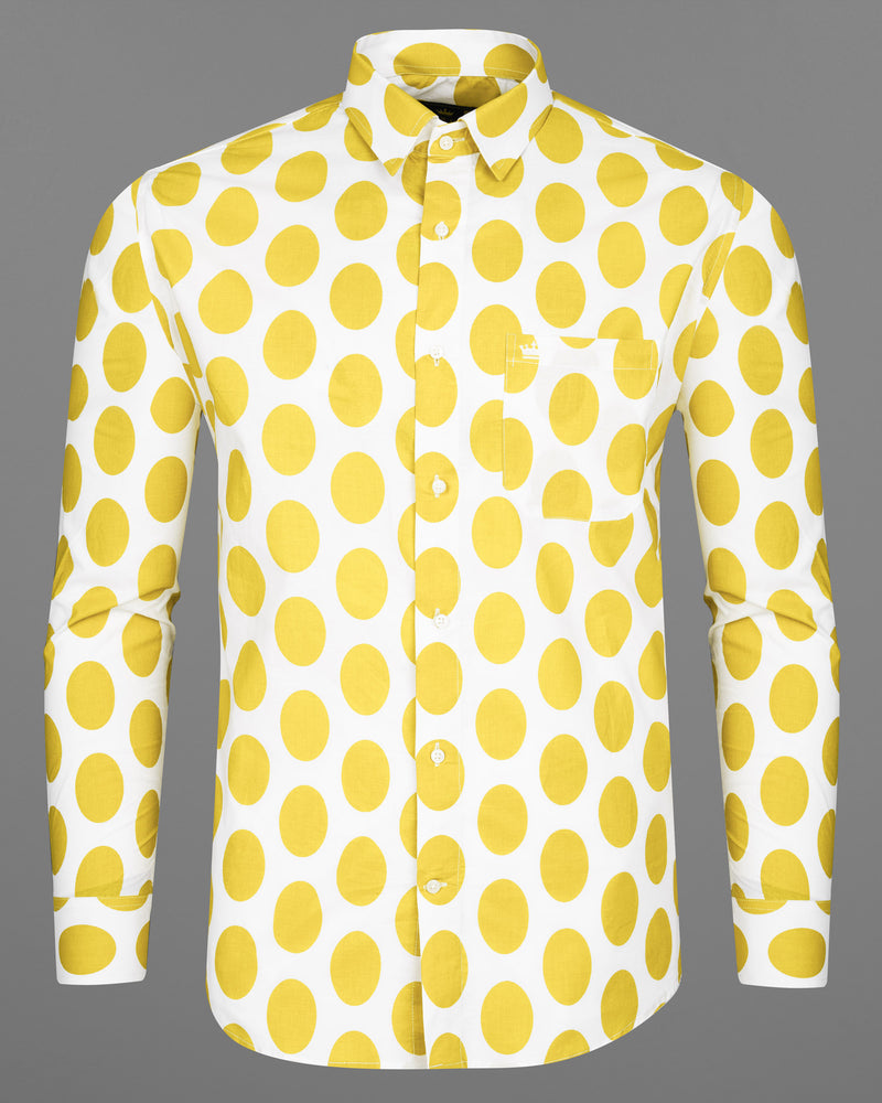 Bright White Polka Dotted Premium Cotton Shirt 7851-38,7851-38,7851-39,7851-39,7851-40,7851-40,7851-42,7851-42,7851-44,7851-44,7851-46,7851-46,7851-48,7851-48,7851-50,7851-50,7851-52,7851-52