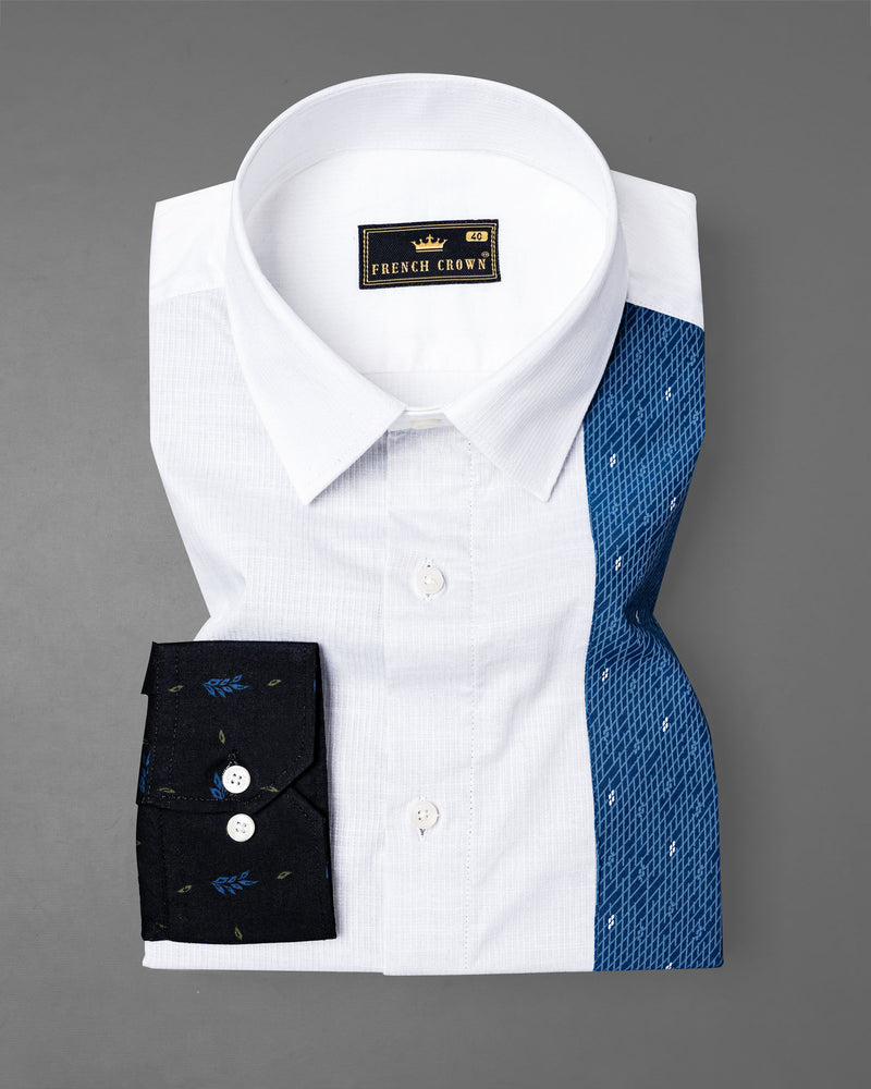 Bright White with Azure Blue and Black Dobby Textured Designer Shirt 7856-P148-38,7856-P148-38,7856-P148-39,7856-P148-39,7856-P148-40,7856-P148-40,7856-P148-42,7856-P148-42,7856-P148-44,7856-P148-44,7856-P148-46,7856-P148-46,7856-P148-48,7856-P148-48,7856-P148-50,7856-P148-50,7856-P148-52,7856-P148-52