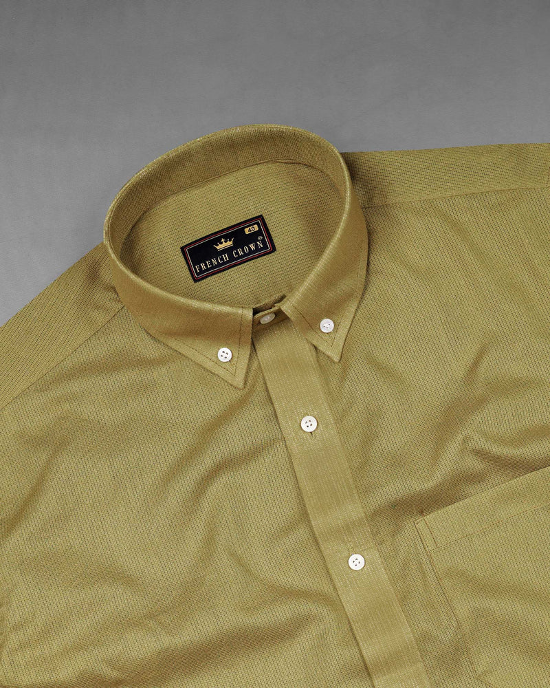 Teak Yellow Dobby Textured Premium Giza Cotton Shirt