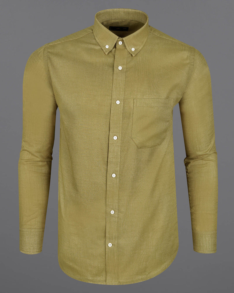 Teak Yellow Dobby Textured Premium Giza Cotton Shirt