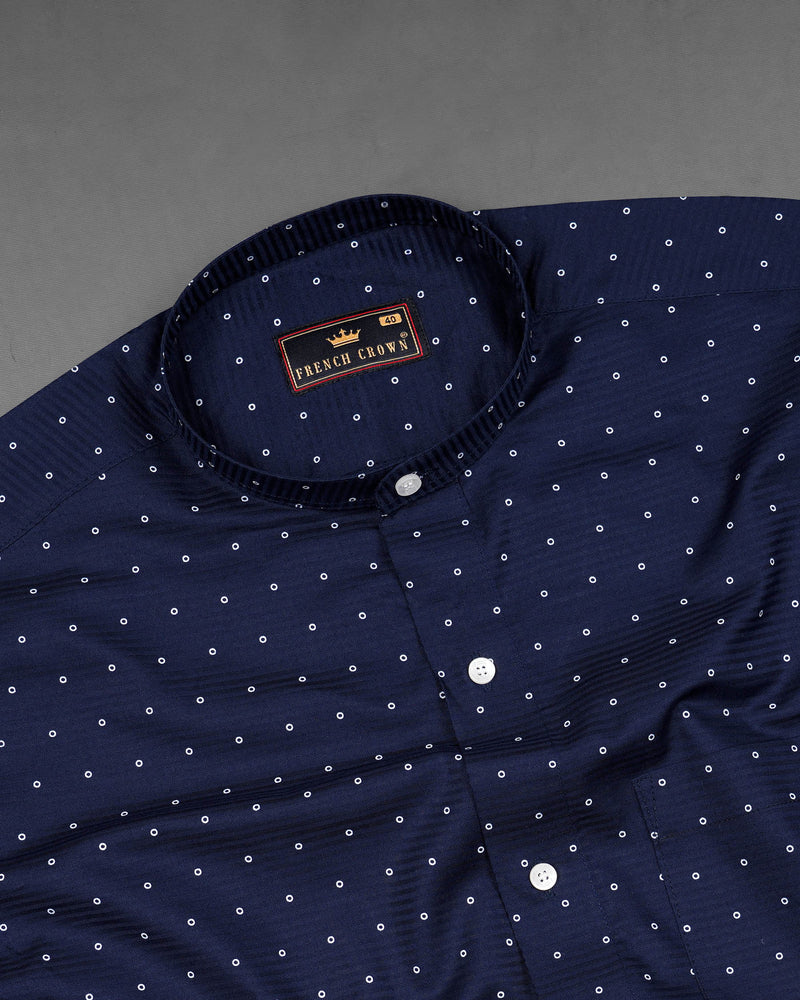 Tangaroa Navy Blue Dobby Textured Premium Giza Cotton Shirt