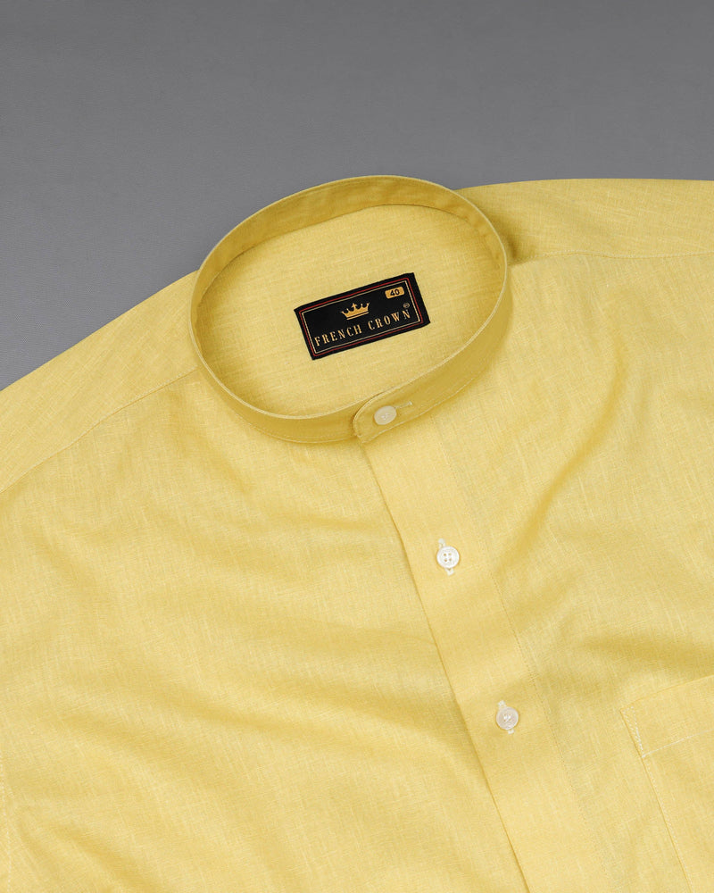 Grandis Yellow Luxurious Linen Shirt