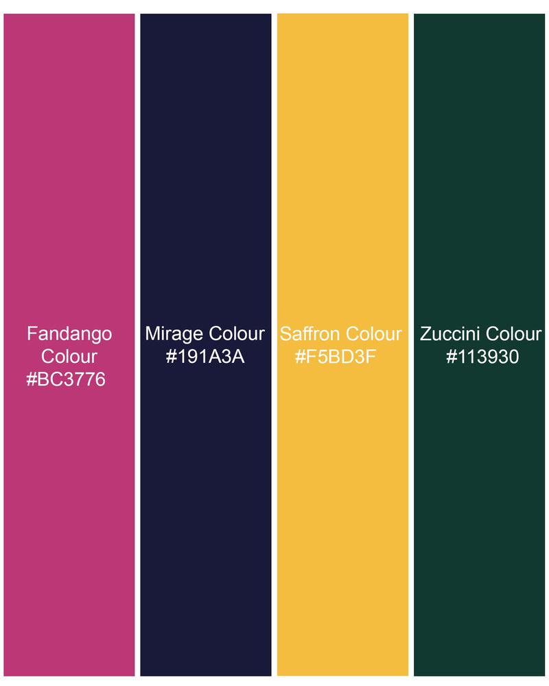 Mirage Blue With Fandango Pink Floral Printed Premium Tencel Shirt