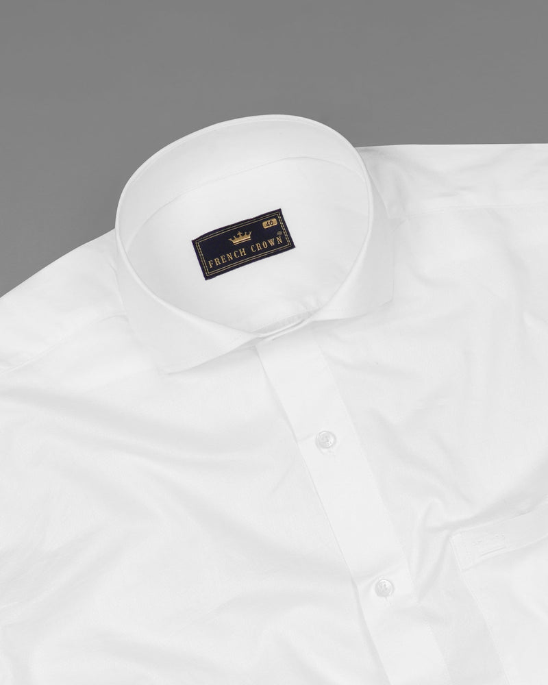 Bright White Dobby Textured Premium Giza Cotton Shirt