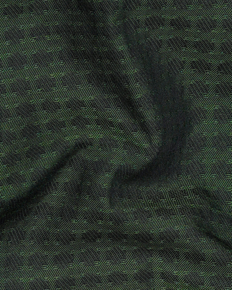 Axolotl Green and Jade Black Dobby Textured Premium Giza Cotton Shirt