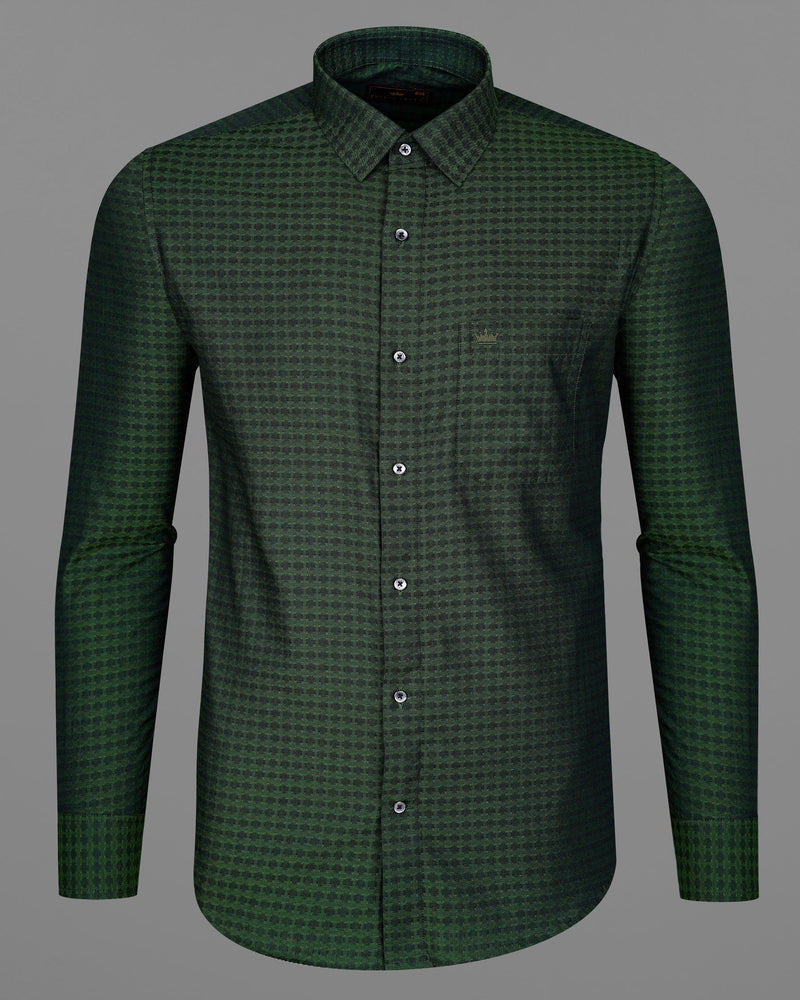 Axolotl Green and Jade Black Dobby Textured Premium Giza Cotton Shirt