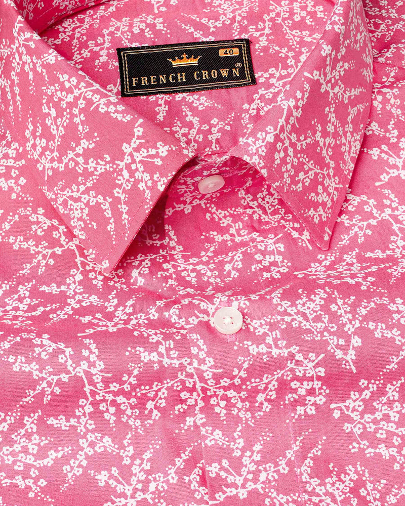 Light Thulian Pink Ditzy Printed Premium Cotton Shirt