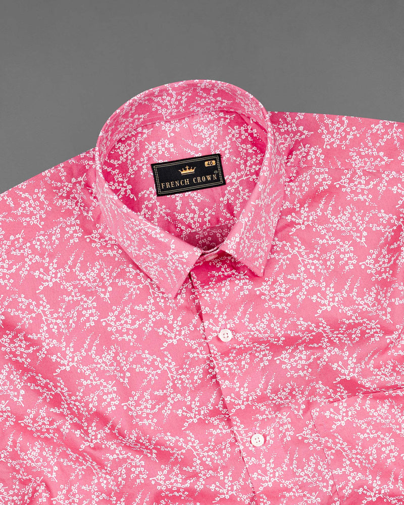 Light Thulian Pink Ditzy Printed Premium Cotton Shirt