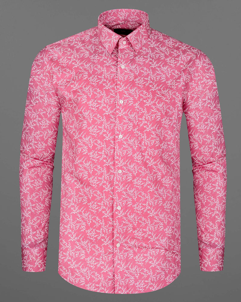 Light Thulian Pink Ditzy Printed Premium Cotton Shirt