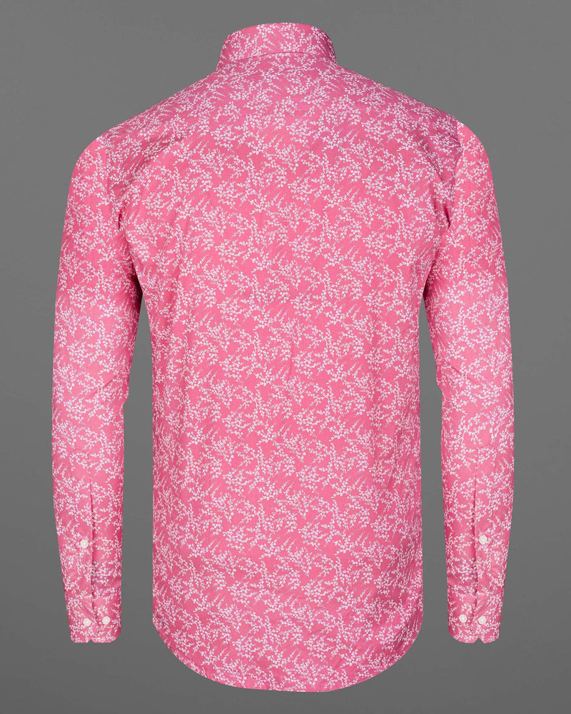 Light Thulian Pink Ditzy Printed Premium Cotton Shirt