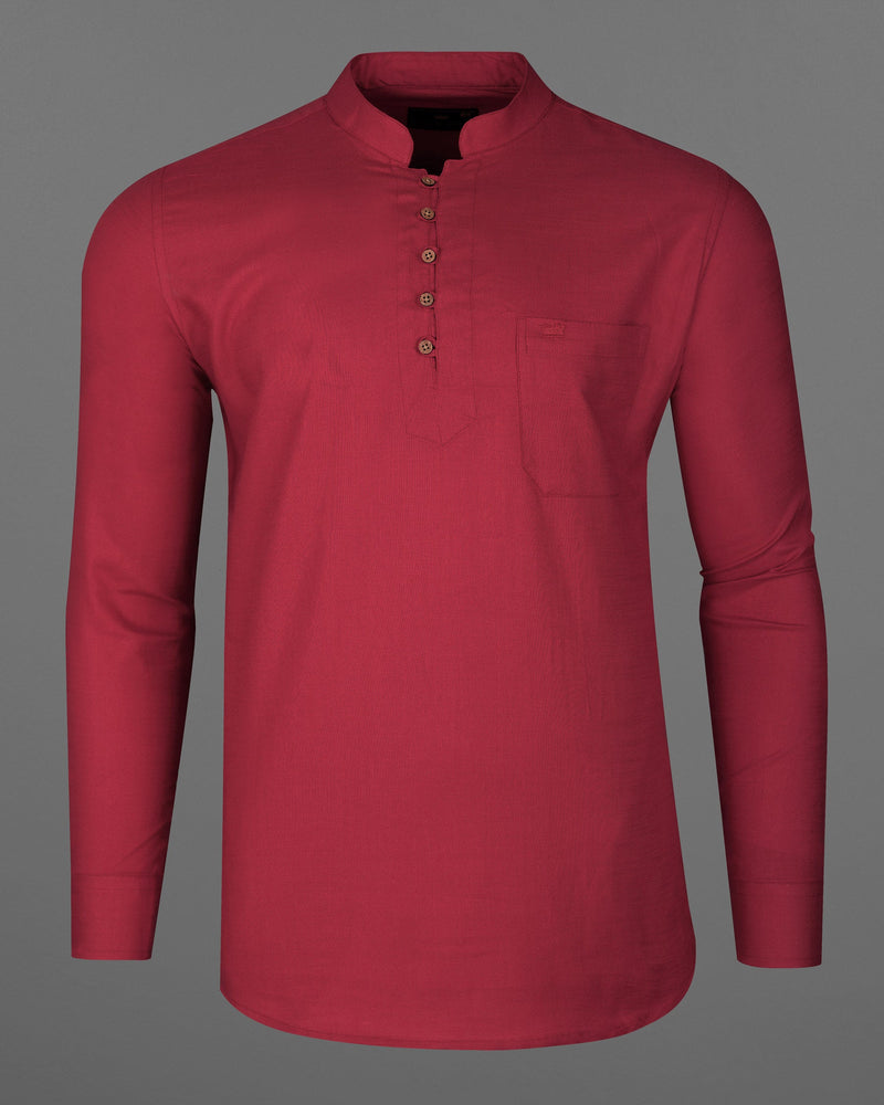 Stiletto Red Luxurious Linen Kurta Shirt