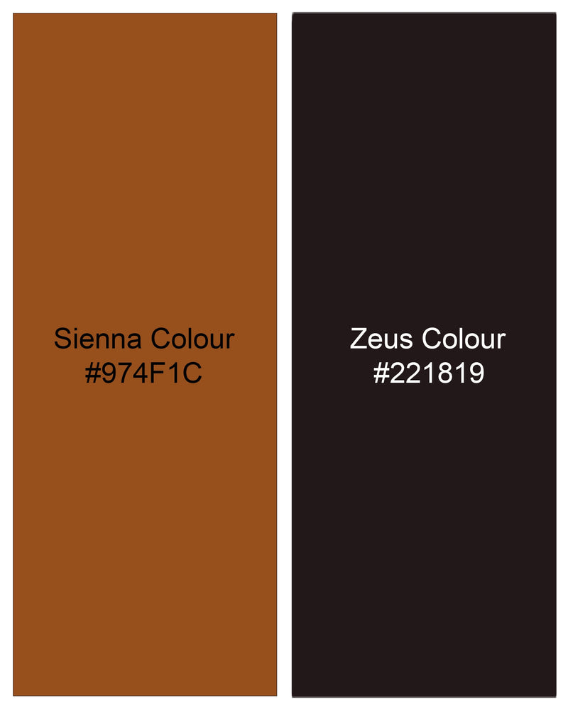 Sienna Brown and Zeus Black Dobby Textured Premium Giza Cotton Shirt