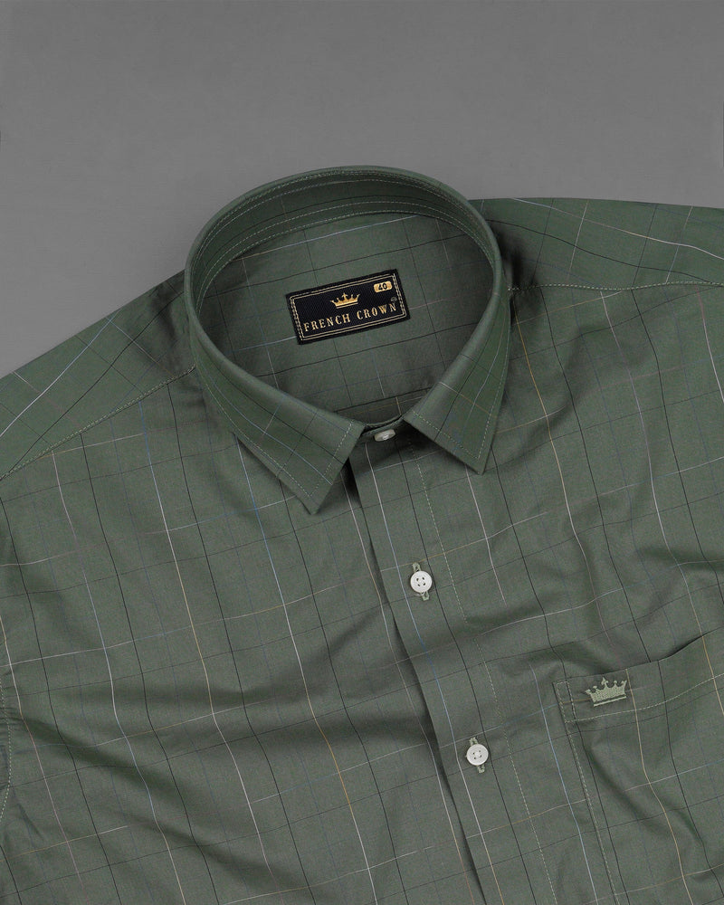 Corduroy Green Plaid Premium Cotton Shirt