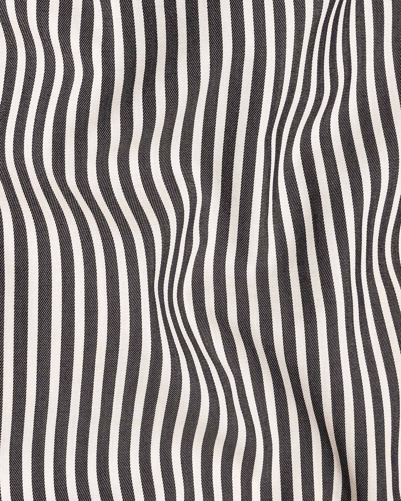 Jade Black and Off WhiteTwill Striped Premium Cotton Shirt