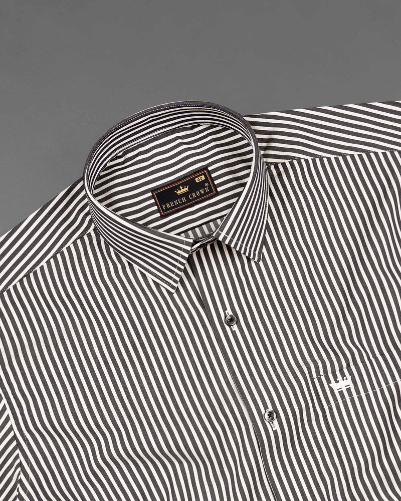 Jade Black and Off WhiteTwill Striped Premium Cotton Shirt