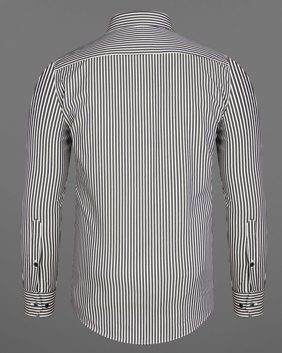 Jade Black and Off WhiteTwill Striped Premium Cotton Shirt