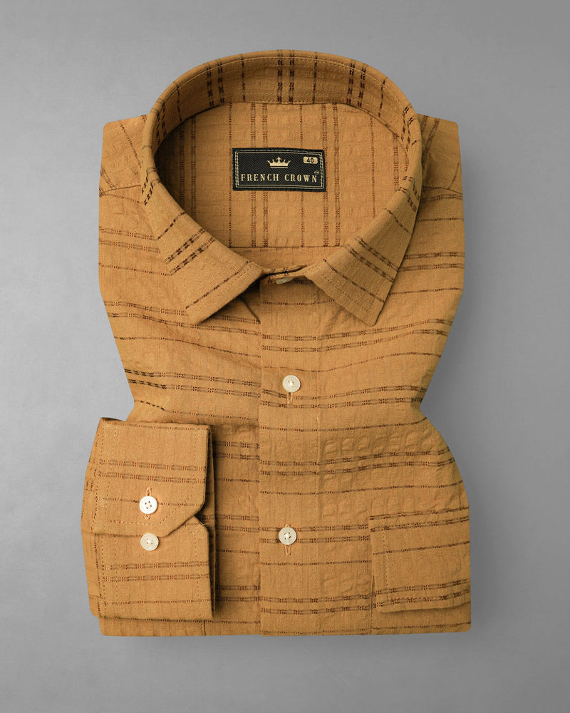 Bourbon Brown Seersucker Giza Cotton Overshirt