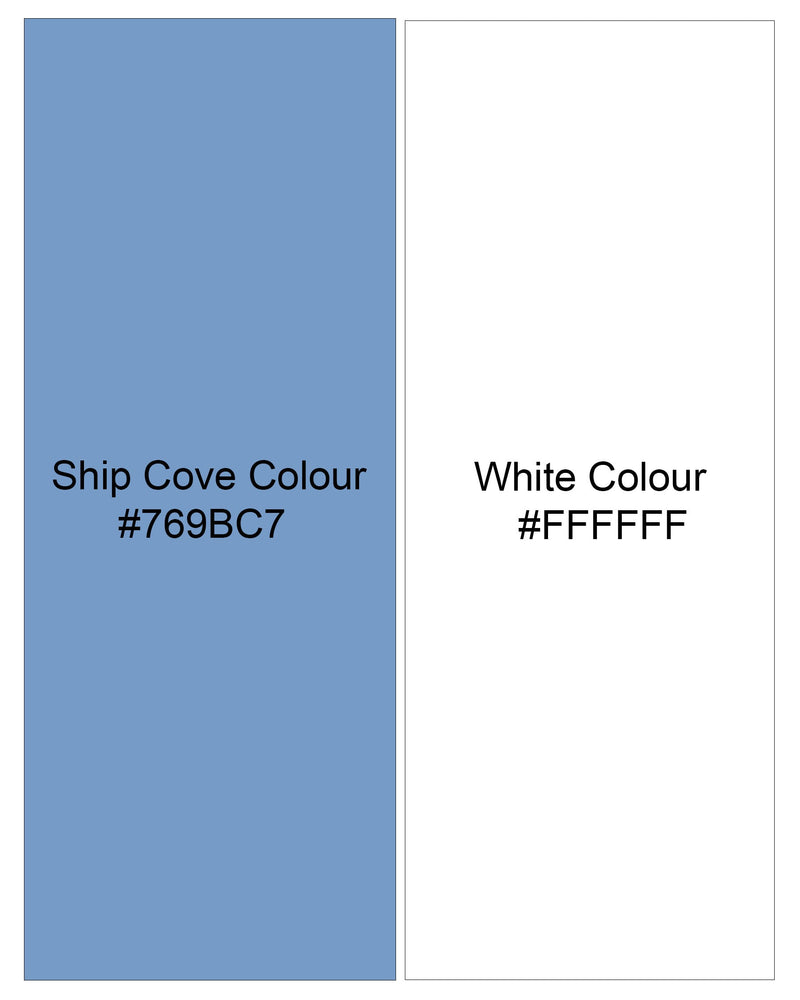 Ship Cove Blue and White Dobby Textured Premium Giza Cotton Shirt