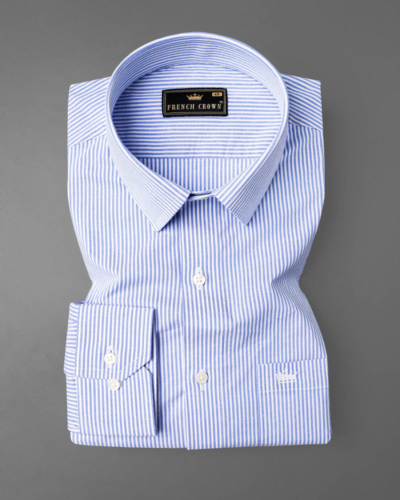 Carolina Blue and White Pin Striped Premium Cotton Shirt