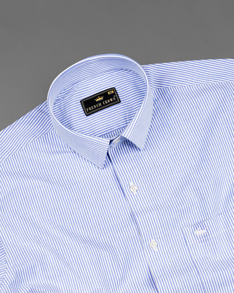 Carolina Blue and White Pin Striped Premium Cotton Shirt