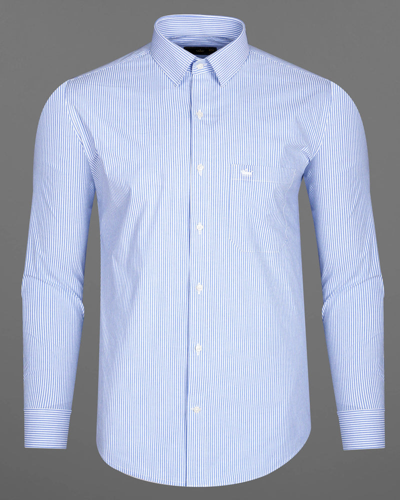 Carolina Blue and White Pin Striped Premium Cotton Shirt