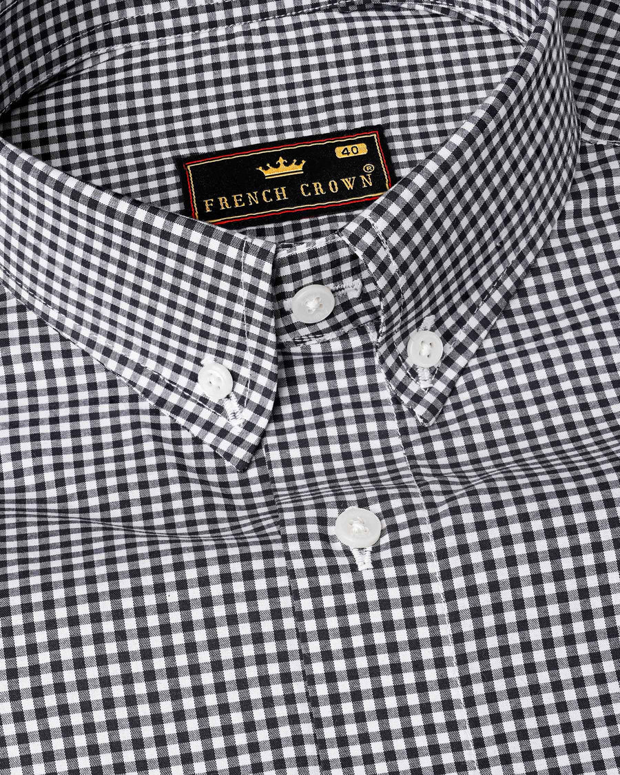 Jade Black and White Gingham Premium Cotton Shirt