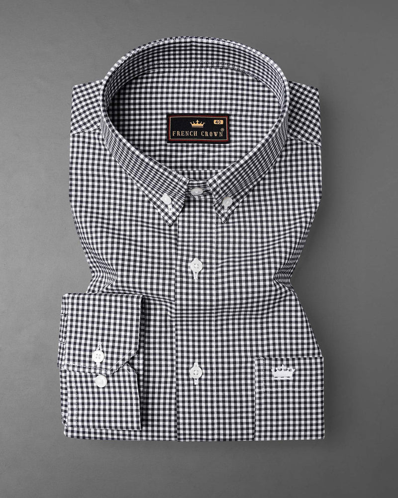 Jade Black and White Gingham Premium Cotton Shirt