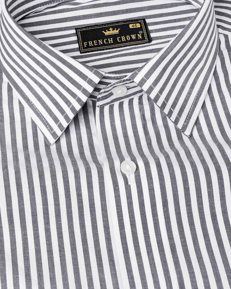 Dolphin Gray and White Striped Premium Cotton Shirt