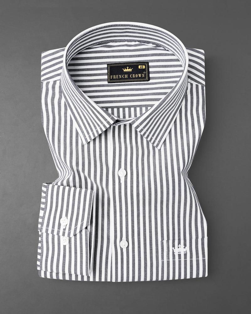 Dolphin Gray and White Striped Premium Cotton Shirt