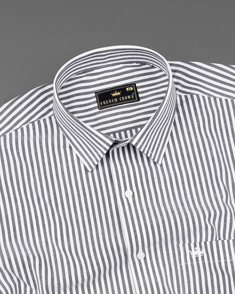 Dolphin Gray and White Striped Premium Cotton Shirt